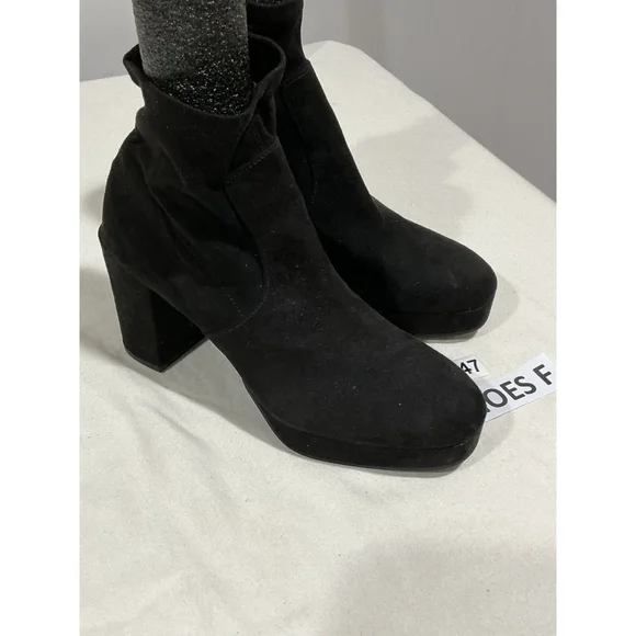 Woman’s Mari A Gitsie Black Stretch Faux Suede Zip Up Platform Boots 9.5m NWOT - Picture 2 of 9